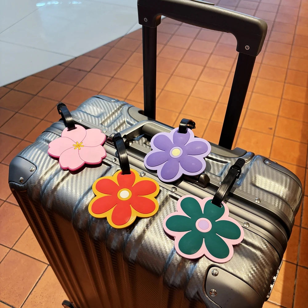 1Pc Flower Luggage Tag Pendant Baggage Anti-Loss Name Tag Bag Accessory with Customizable Information for Luggage Accessories