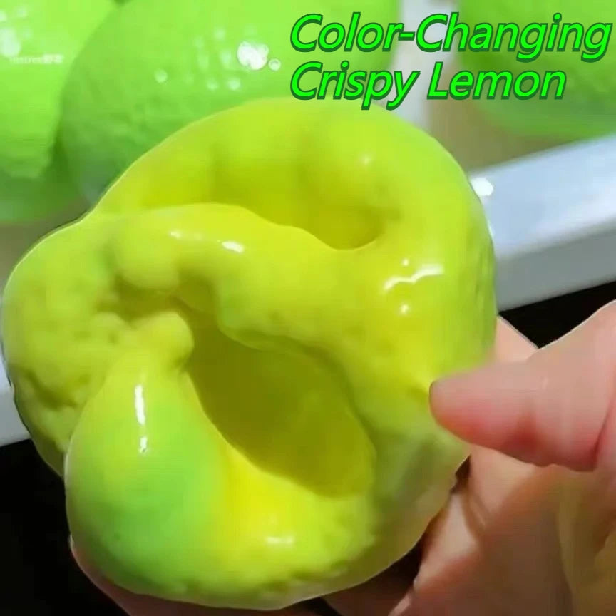 Handmade Crispy Lemon Stress Ball Squeeze Toy Color-Changing Lemon Squishy Fidget Ball ASMR Sensory Stress Relief Toy Squishy
