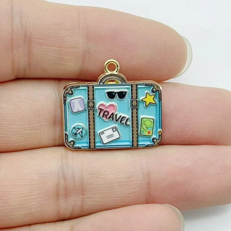 10pcs Fashion Enamel Printed Handbag Series DIY Jewelry Accessories Keychain Bag Drip Oil Alloy Pendant