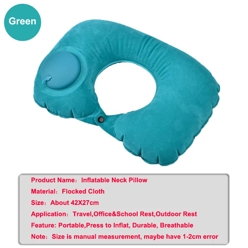 Inflatable Travel Pillow Airplane Neck Pillow U-shaped Cervical Orthopedic Protection Pillow Outdoor Portable Foldable Pillows ﻿