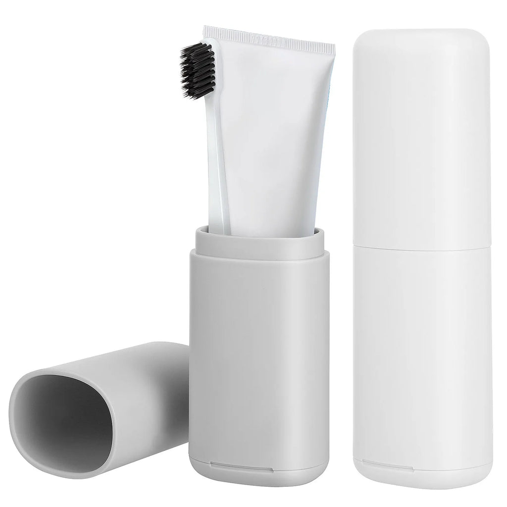 2Pcs Travel Toothbrush Case Portable Toothbrush Holder for Travel Home Gym Hotel Strong PP Material Easy Clean Removable Base