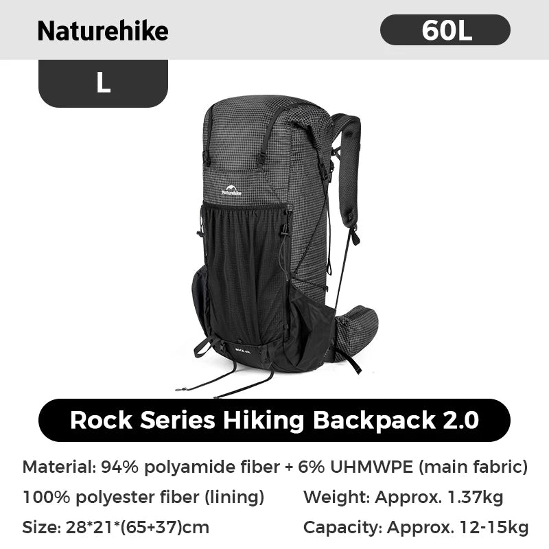 Naturehike Rock 2.0 Hiking Backpack Large Capacity Outdoor Backpack for Leisure Sports and Travel Climbing Camping Backpack