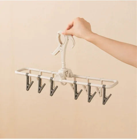 Portable Travel Laundry Drying Rack Plastic Foldable Clothesline Multi-clamp Socks Underwear Drying Rack Compact Storage Orga...