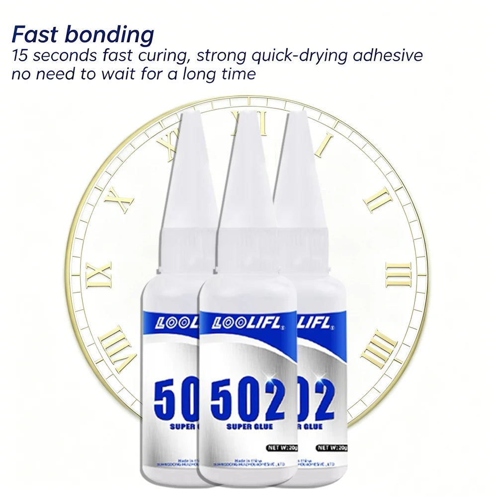 502 Super Glue Instant Adhesive Fast Strong Quick Dry Glue for Metal Plastic Wood Ceramic Rubber Jewelry DIY Repair Bonding Tool