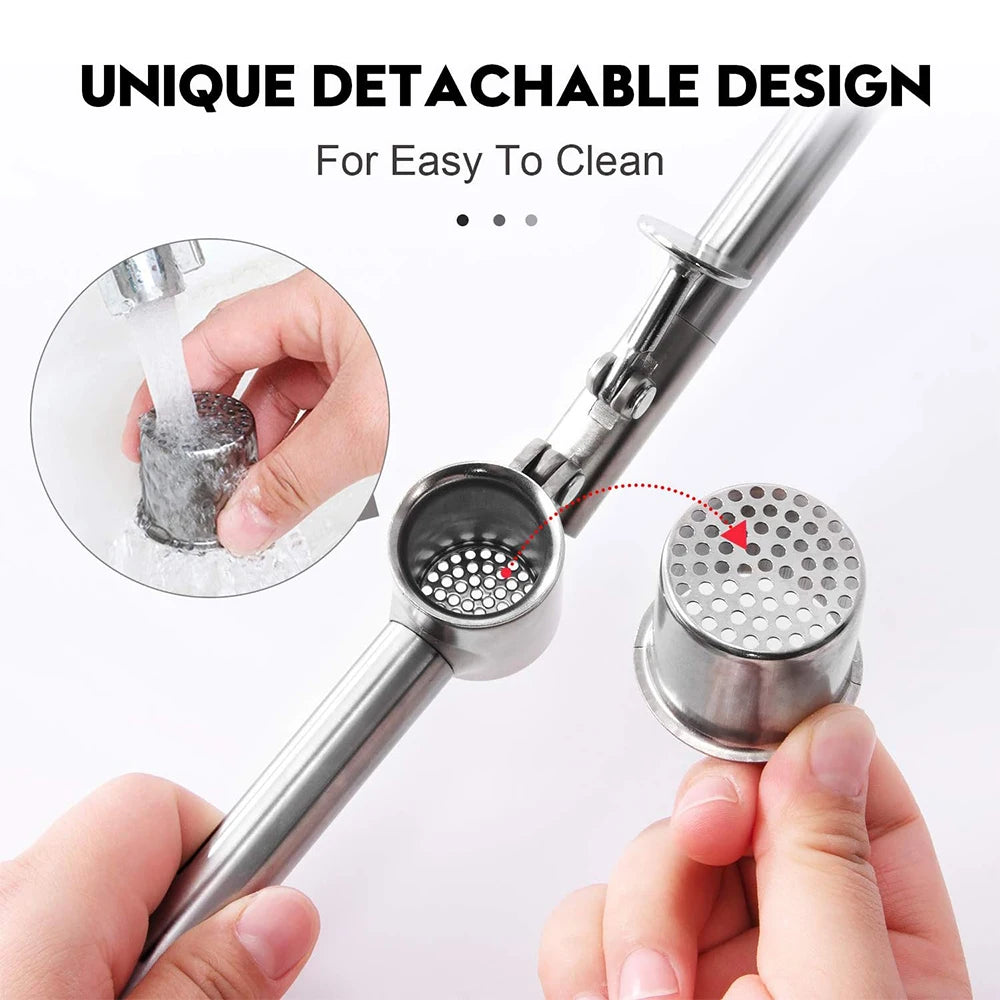 LMETJMA Garlic Press 304 Stainless Steel Garlic Press Mincer Rust Proof Garlic Mincer Heavy Duty Garlic Crusher  JT275