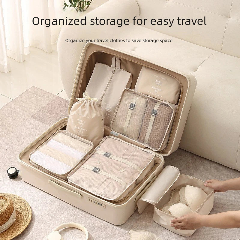 7pcs Set Travel Storage Bag Sub Packaging Multifunctional Cloth Luggage Organizer Compressible Clothing Storage Business Trip