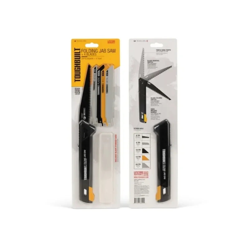 ToughBuilt TB-H4S5-23FU Folding Jab Saw + 4 Blades Hand Tools Accessories Construction Renovation Tools