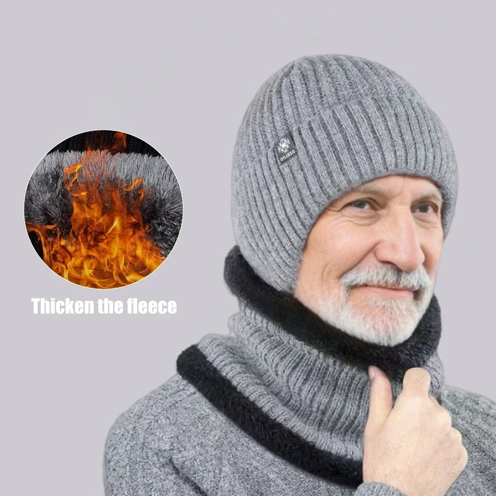 Middle Aged and Elderly Men's Winter Warm and Windproof Ear Protection Hat for The Elderly Winter Dad Grandpa Knitted Woolen Hat