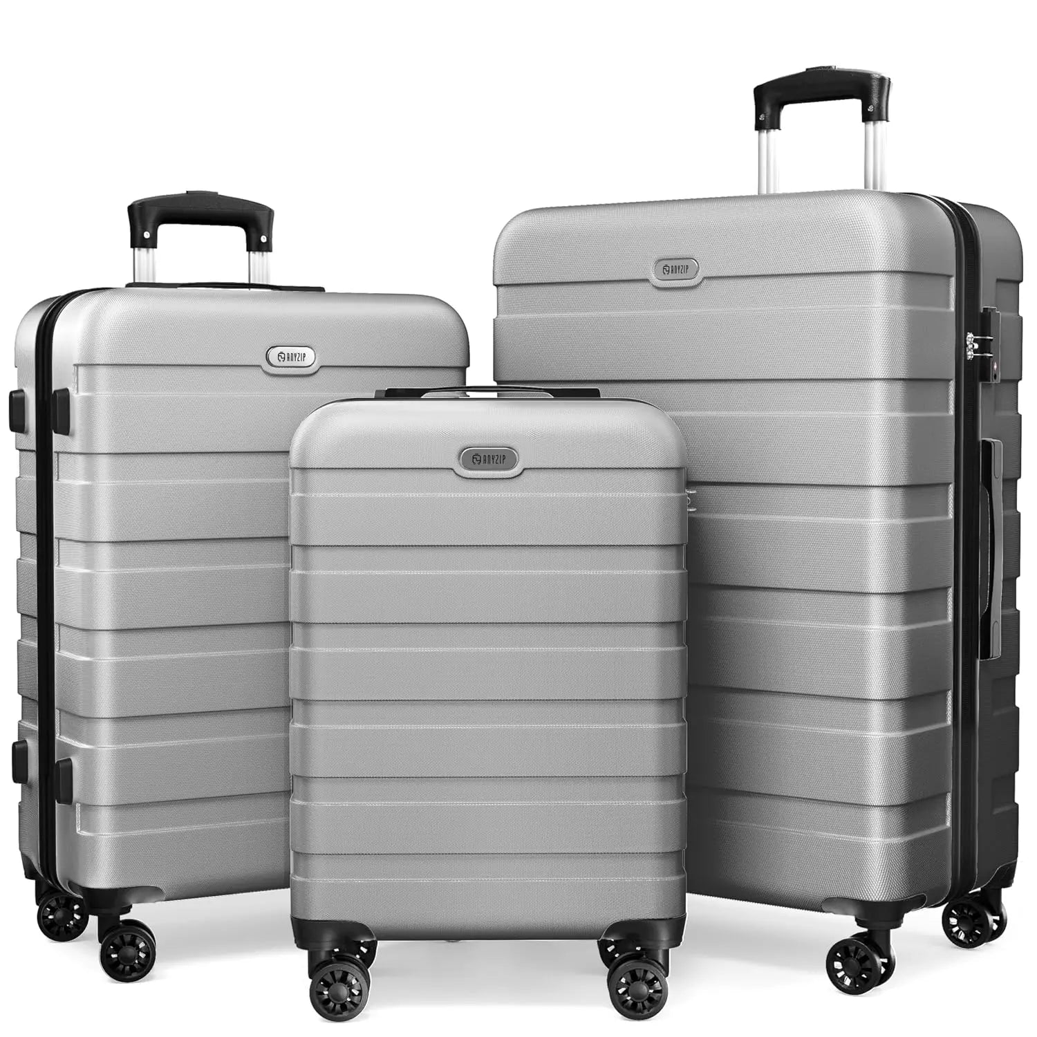3 Piece PC ABS Hardshell Luggage Set Lightweight Travel Suitcases 4 Double Spinner Wheels TSA Lock, Customized