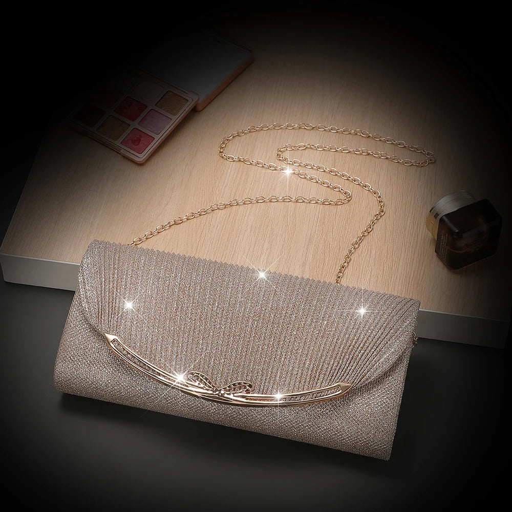 New Elegant Style Evening Bag - Versatile Chain Shoulder Sling Bag for Romantic Date Storage
