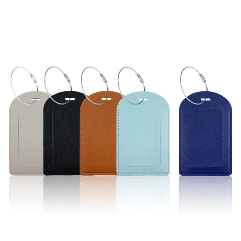 PU Leather Luggage Tag Suitcase Address Label Baggage Boarding Bag Tag Travel Accessories
