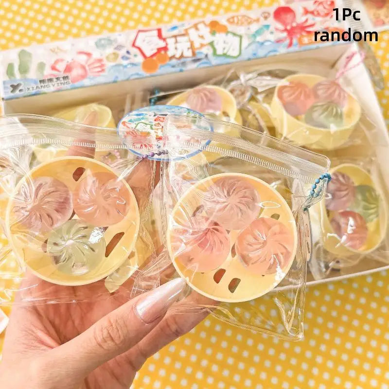 Mini Steamer Steamed Bun Squeezable Toys Set Squeeze Slow Rebound Relief Crystal Squishy Fidget Sensory Toy Party Favors Gifts