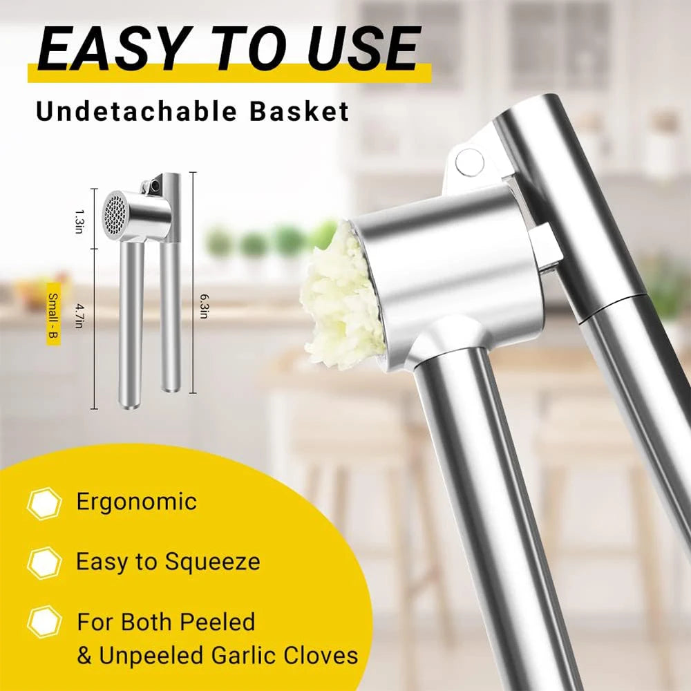 LMETJMA Garlic Press 304 Stainless Steel Garlic Press Mincer Rust Proof Garlic Mincer Heavy Duty Garlic Crusher  JT275