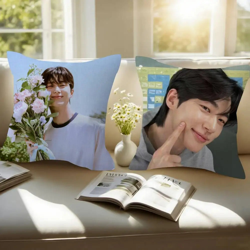 Korean Celebrity Byeon Wooseok Double-sided Printed pillow cover Short plush Suitable living rooms bedrooms throw cushion cover