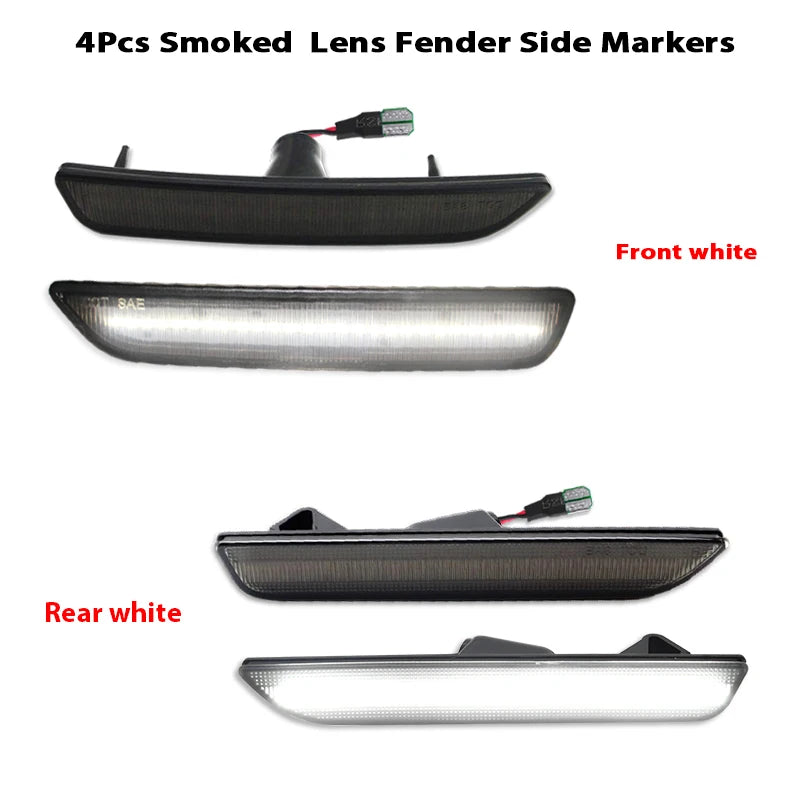 For Ford Mustang 2010-2014 Clear & Smoked Lens LED Side Marker Lamp Amber Front Red Rear Side Fender Lights