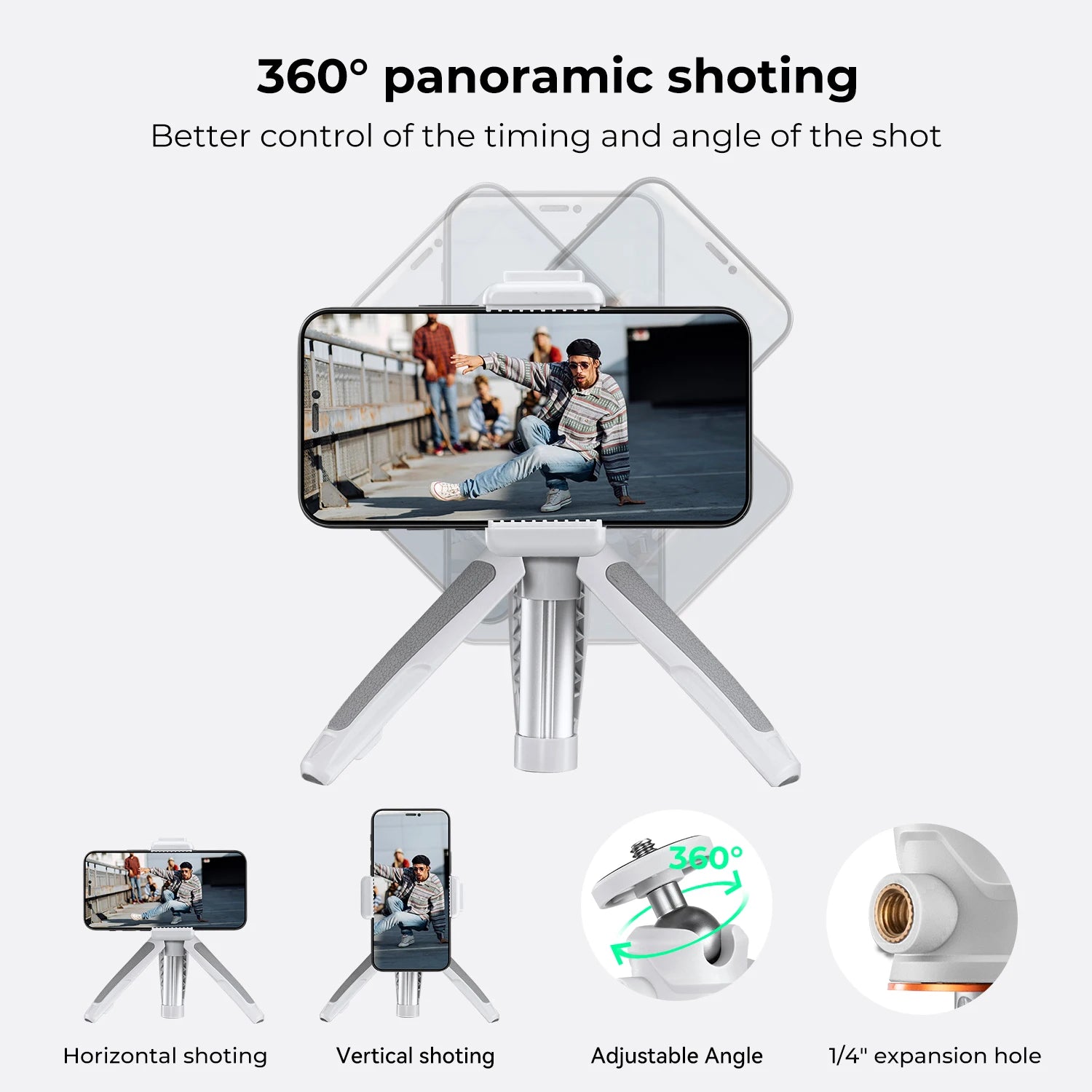 K&F CONCEPT Cell Phone Tripod MS02 13.4''/34cm Bluetooth Selfie Stick for iPhone DSLR Camera Live Streaming Selfie Stick Stands
