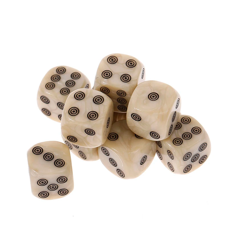16mm 10pcs Round Corners 6-sided D6 Dice Set Acrylic Ivory Dice For Board Game Entertainment Party Cubes  Accessories