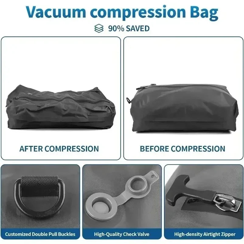 28L Reusable Vacuum Compression Storage Bag with Air Pump Travel Clothes Luggage Organizer Bag