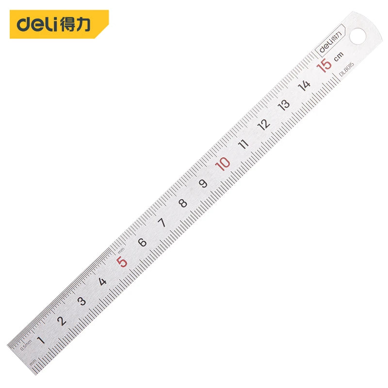 Deli 1 Pcs 15/20/30/50cm Multi-standard Measuring Ruler Stainless Steel Woodworking Portable Hand Percision Measuring Tools