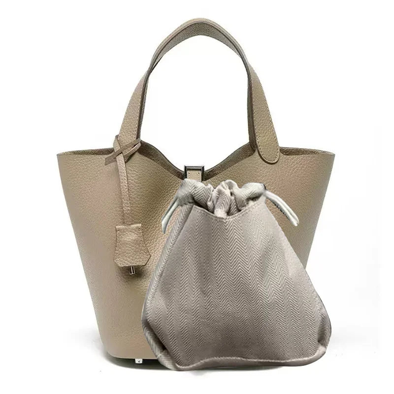 Real Leathe Women Bags Handbags Bucket Bag New Fashion Tote Bag Genuine Leather Luxury Desginer Big Size Large Lady Hand Bags