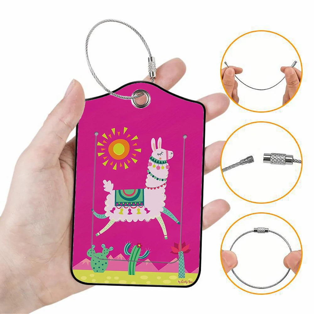 HOT SALE Cute animals Leather Business Luggage Tag Suitcase Address Label Luggage Boarding Case Label Name ID Address Clip