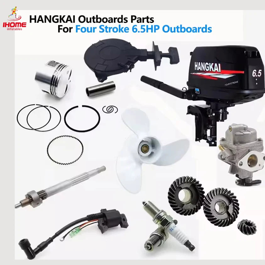 HANGKAI Outboards Original Parts for Hangkai 4-stroke 6.5 HP Outboard Parts Boat Engine Propeller Spark Plug Crankshaft Gear