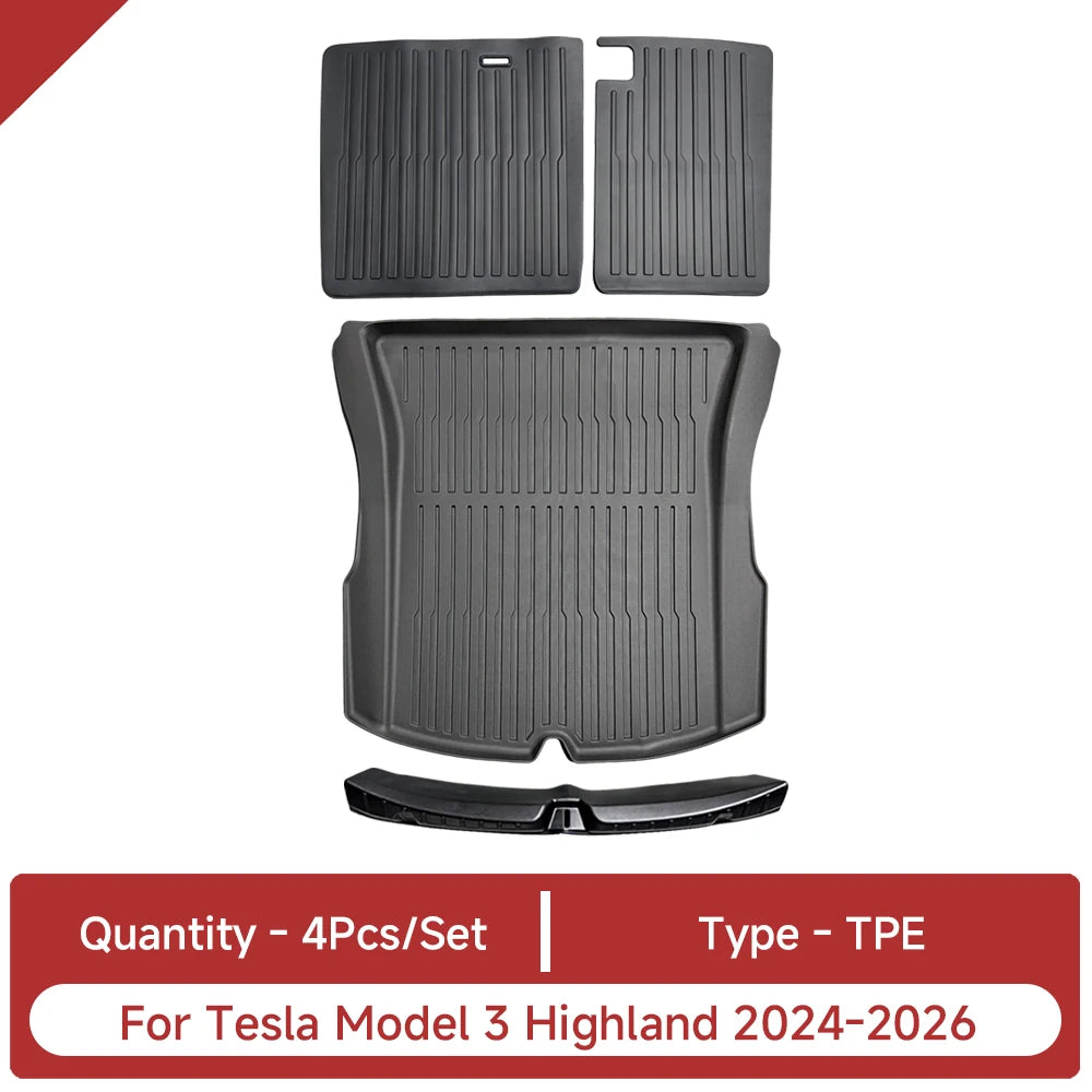 For Tesla Model 3 Highland Accessories TPE Floor Mat Cargo Liner Waterproof Trunk Mat for Tesla Model 3 Highland 2024-2026