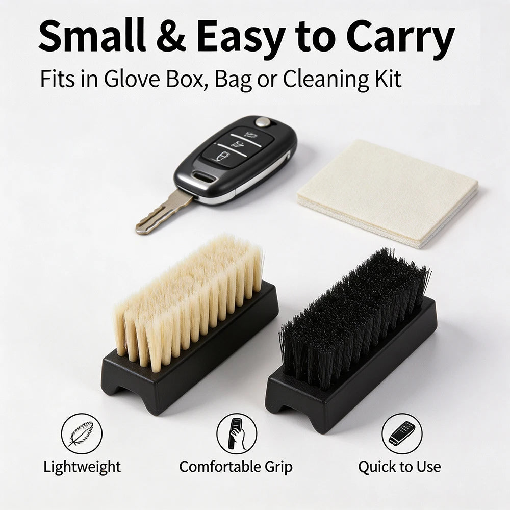 2 Pcs Car Leather Cleaning Brush Set Soft & Hard Bristles Scratch-Free Auto Interior Detailing Brushes for Car Care tools