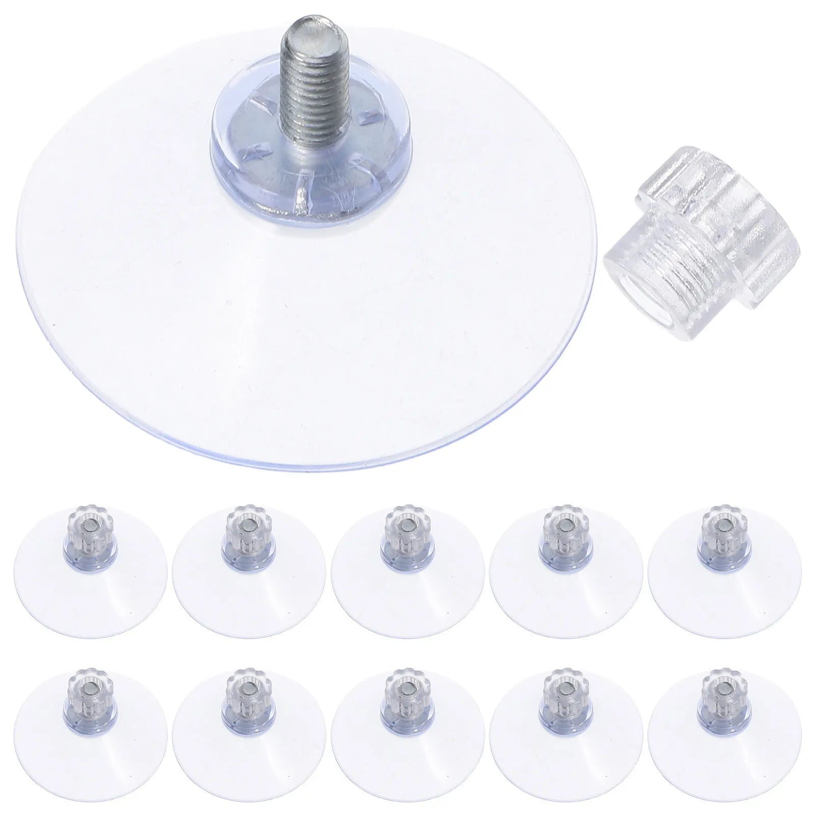 20Pcs Suction Cup Screws Transparent Threaded Metal Pad Nut Stable Adhesion for Glass Table Window Aquarium Kitchen Bathroom