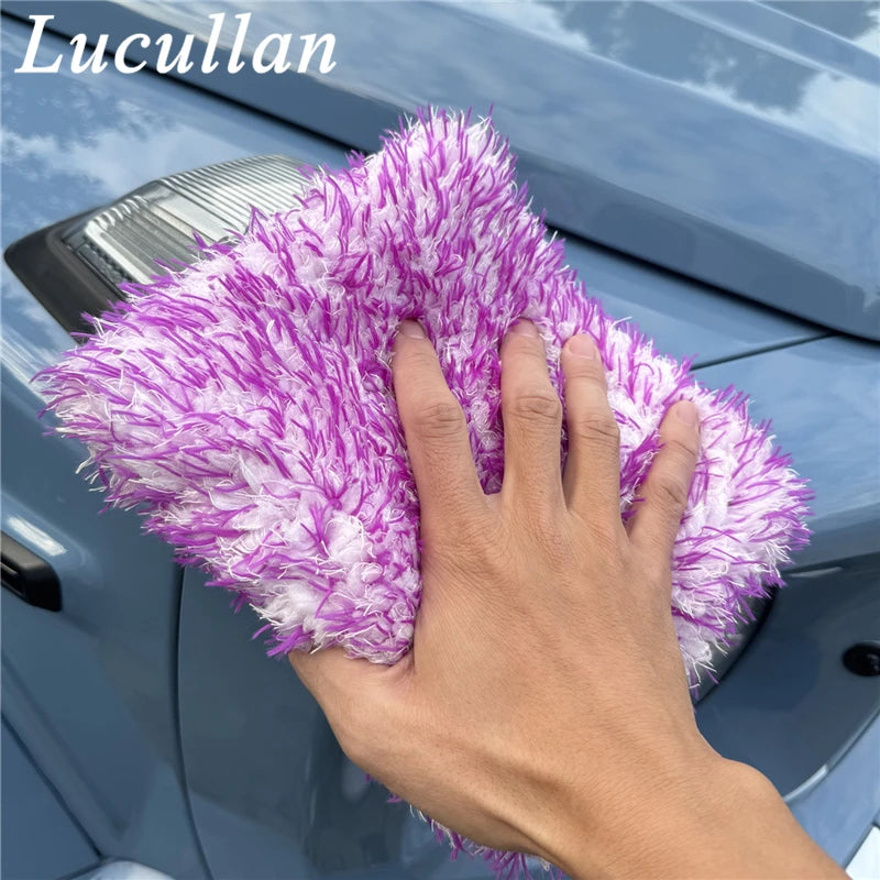 Lucullan Purple NO LOGO Car Wash Pad No Cuff With Opening On One Side to Become Mitt
