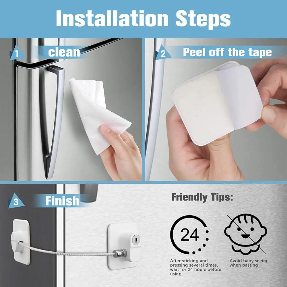Infant Sliding Closet  Safety Digital Password Refrigerator Lock With Metal Key or Coded Lock Cabinet Locks