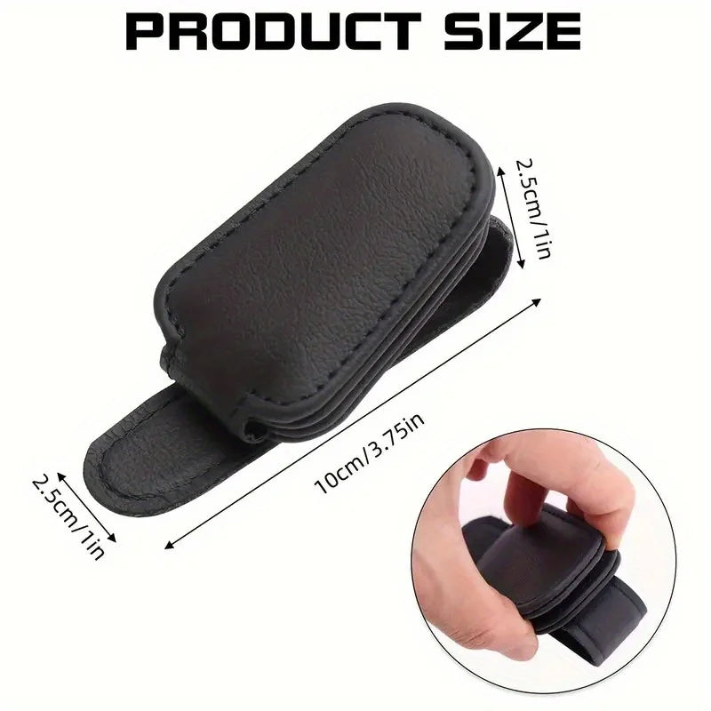 Car Sunglasses Holder Sun Visor Sunglasses Clip Leather Glasses Case Magnetic Mount Ticket Card Eyeglasses Clip Car Accessories