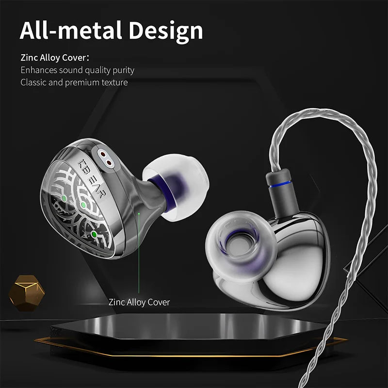 KBEAR TBX Tourbillon X  IEMS in-Earphone Wired Headphones 10mm CVD-Coated Carbon Fiber Diaphragm Deep BassGaming Headset