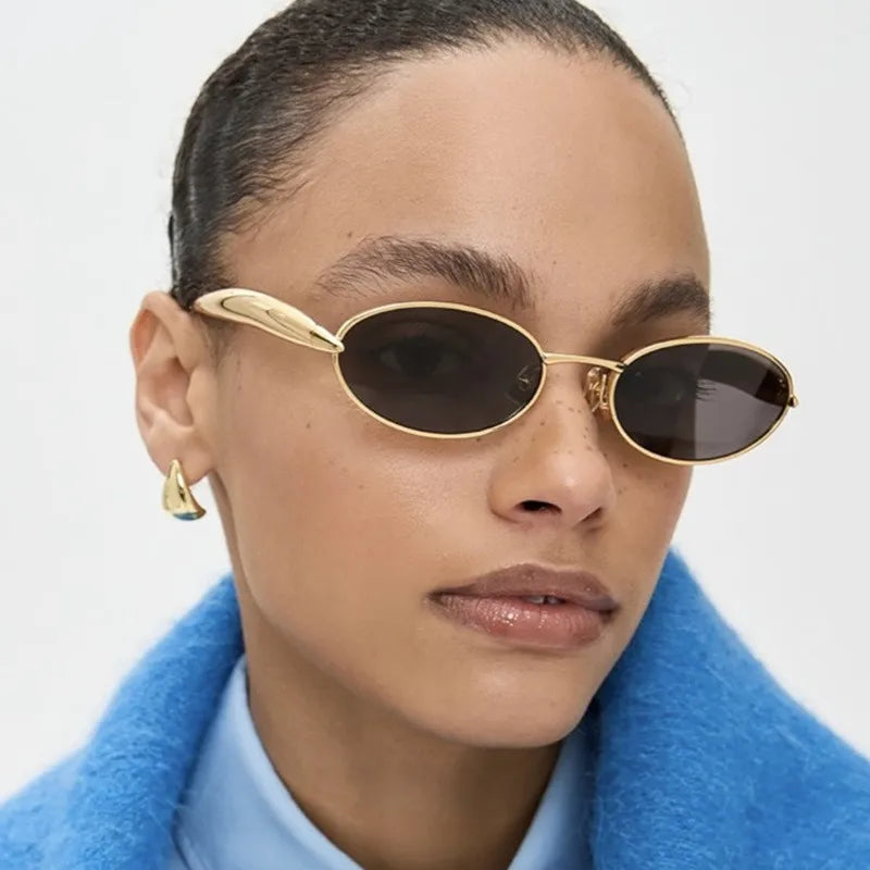 Hiking 1/3pcs New Small Oval Anti Light Glasses 2025 Women Y2K Metal Frame Luxury Brand Shades Fashion Punk Popular Eyewear