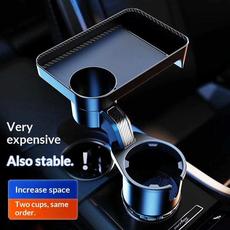 Premium Car Cup Holder Expander Multi-Function Drink Holder with Food Table 360-Degree Adjustable Base Tray for Snack