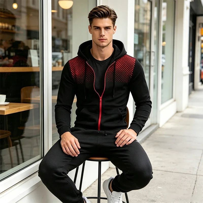 Men's Set/Coat/Pants 2026 Fashion Tracksuit Zipper Hooded Coat & Sweatpants Autumn Winter Daily Casual Sports Jogging Sportswear