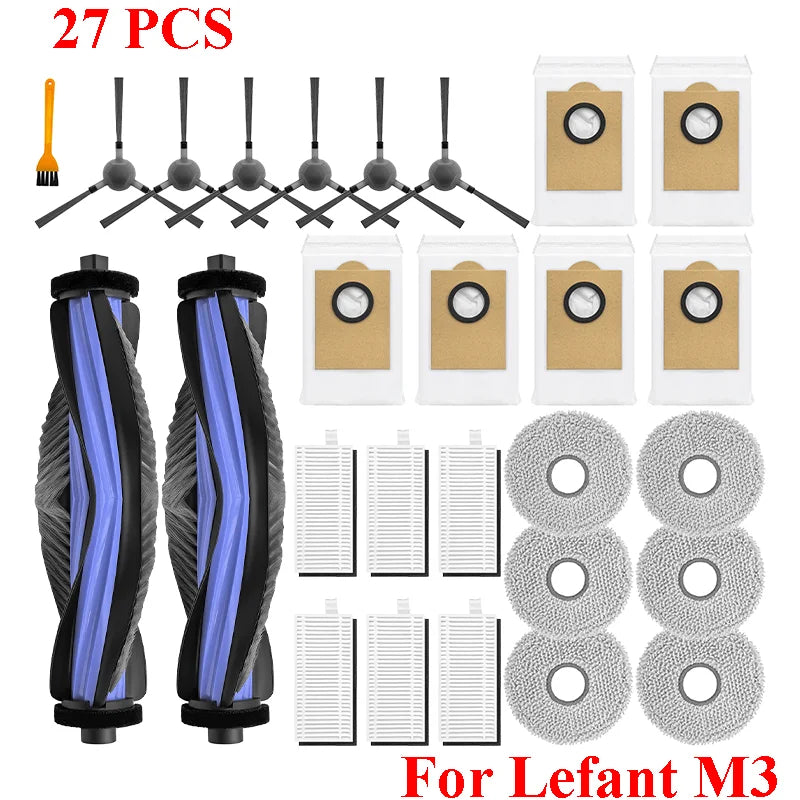 Accessories For ( Lefant M3 / M3 MAX / M3L ) HEPA Filters Robot Vacuum Cleaner Main Side Brush Mop Cloth Pads Dust Bags
