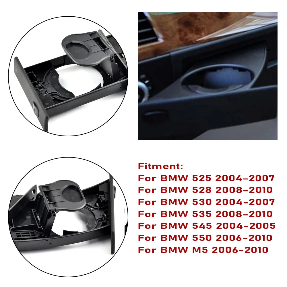 51459125622 51459125626 Front Left Right Cup Holder Drink Rack Black Holders For BMW E60 E61 M5 525i 528i 530i 535i 2004-2010