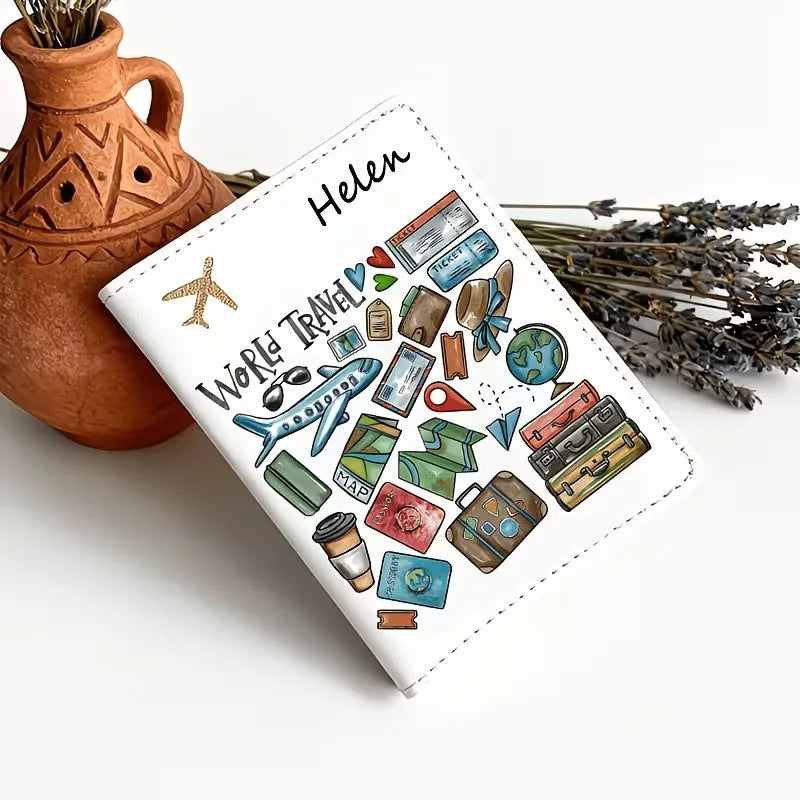 Custom Name Travel Passport Holder - Lightweight Synthetic Faux Leather, Unlined Interior, Suitable for ID Cards And Passports