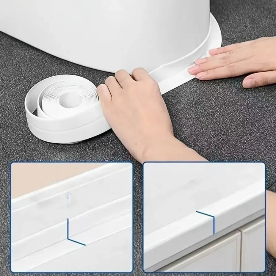 Self Adhesive Caulking Tape for Toilet Base Sealer, Kitchen, Bathroom, Sink,Shower,Bathtub Edge Protector,PVC Caulk Strip Decor