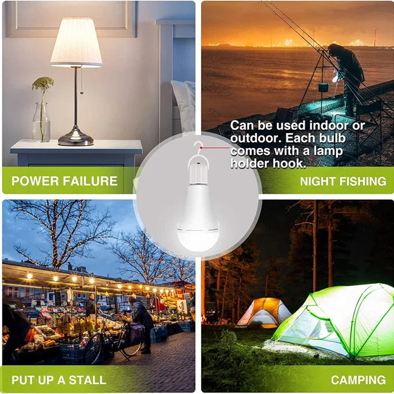 1/3 Pcs Rechargeable Bulb LED Outdoor Waterproof Emergency Light Portable Hanging Night Light Adjustable Camping Fishing Garden