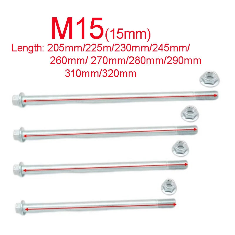 Motorcycle Wheel Axle Bolt of M15-205mm/225mm/230mm/245mm/260mm/270mm/280mm/290mm/310mm/320mm Diameter 15mm Metal Hardware Stud
