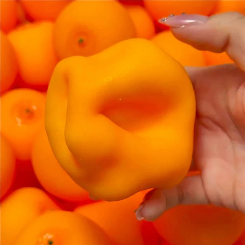 Orange Crunchy Moldable Stress Ball Crispy Squishy Squeeze Toy Round Blocks Filled Fidget Toy ASMR Sensory Stress Relief Toys