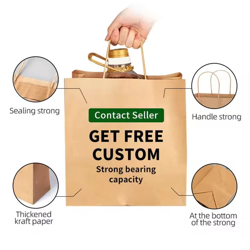 Wholesale kraft paper bags with Handle Custom Logo Cosmetic Clothing Packaging Bags Grocery Shopping Bags Gift Bags
