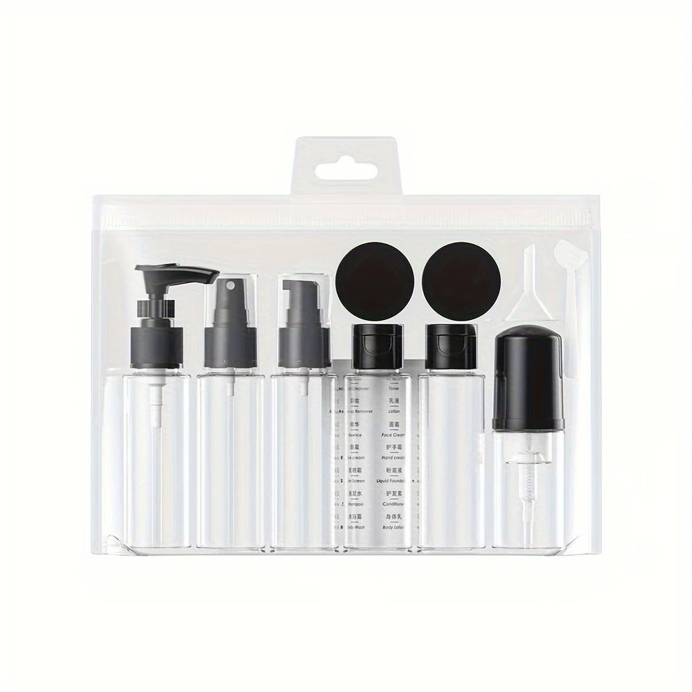 11pcs/set PET black and white travel portable separate bottle shampoo bath lotion toner lotion essence separate package