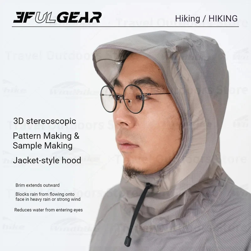 3F UL GEAR Split Hiking Raincoat Rain Pants Waterproof 15D Nylon Lightweight Outdoor Camping Rain Coat Gear Poncho Women Men