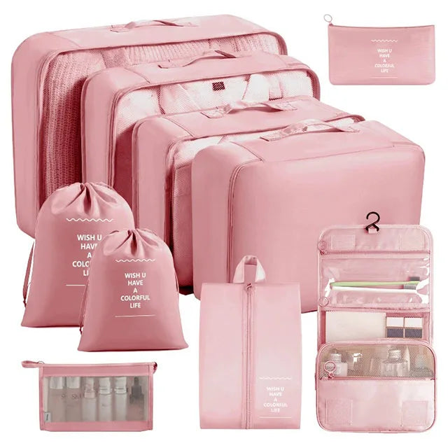 11Pcs Travel Packing Cubes Set Waterproof Luggage Organizer Drawstring Storage Bags for Clothes Shoes Underwear Cosmetic