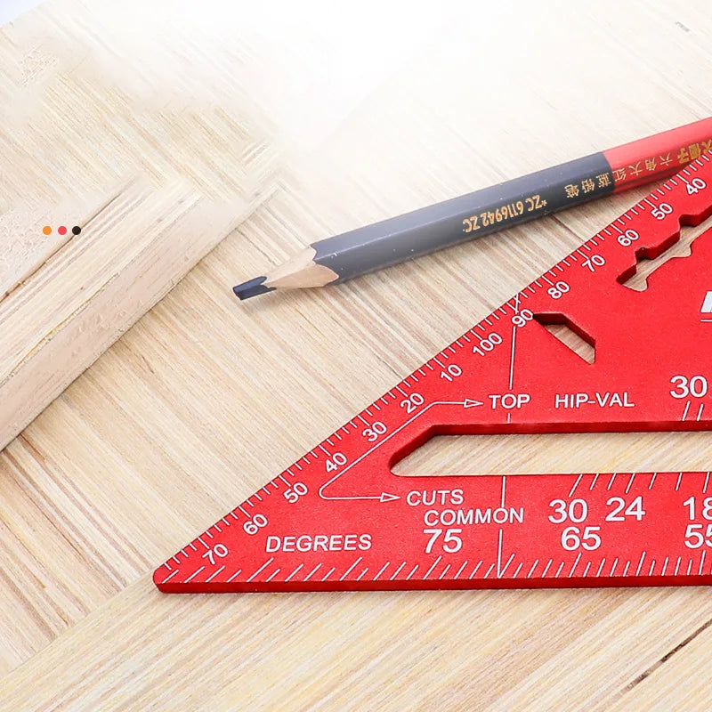 7/12 Inch Aluminum Triangle Ruler, Carpenter Measuring Layout Tool, Square & Metric/Imperial Protractor for Woodworking