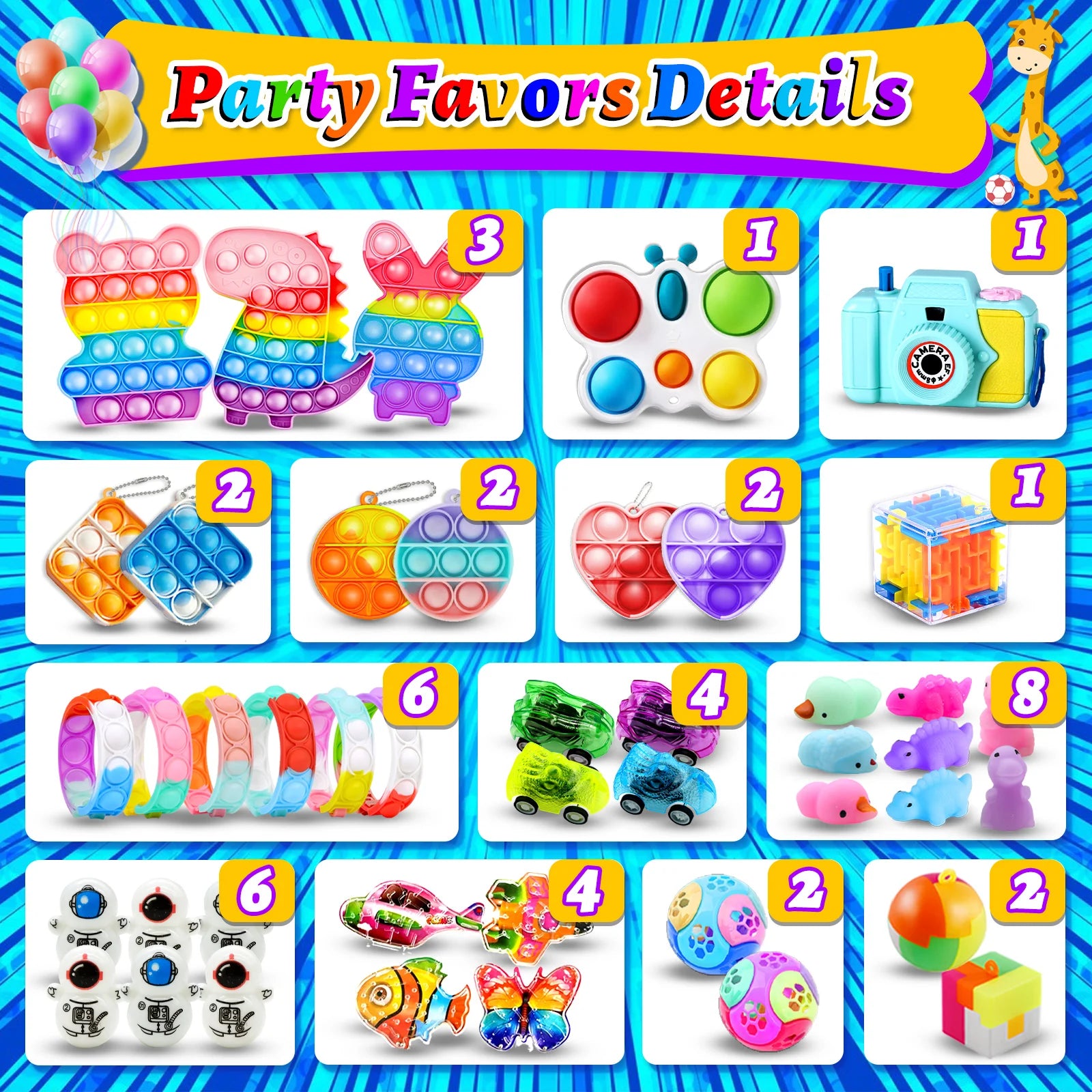 206PCS Fidget Toys Party Favors for Kids 14-18 Pinata Stuffers Treasure Chest Box Classroom Goodie Bag Stuffers