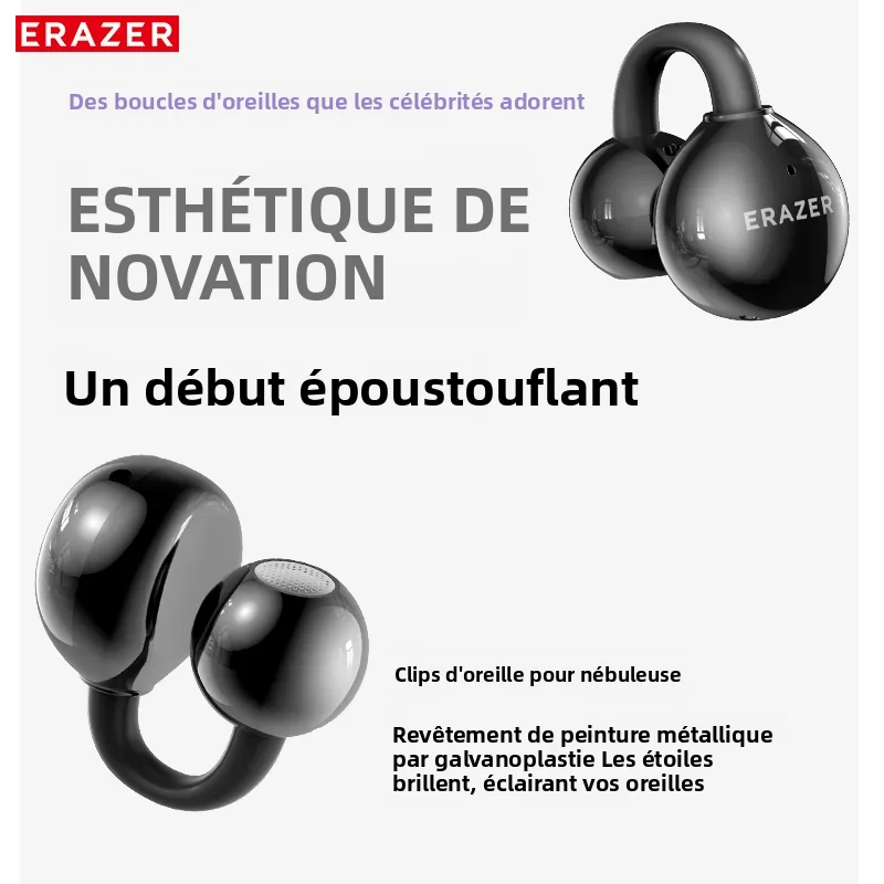 ERAZER XF55 Bluetooth V6.0 AI Earphones Noise Redution OWS Ear clip Headsets Wireless Headphones Translator Earbuds Longlife